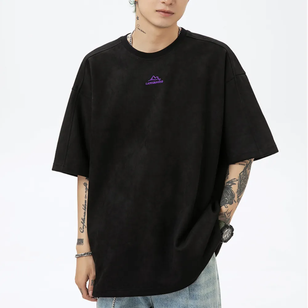Suede Mountain Embroidery T-Shirt