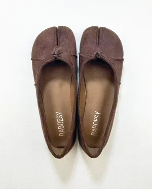 Suede Wrinkles Tabi Flats