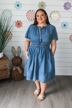 Sunny Weekends Denim Dress • Medium Wash - PLUS