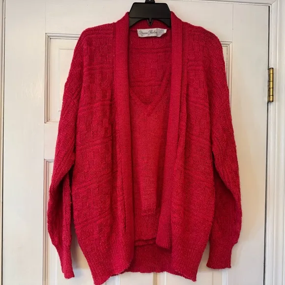 Three piece Marisa Christina Pink Knit Skirt Set with A-Line Silhouette, M, EUC