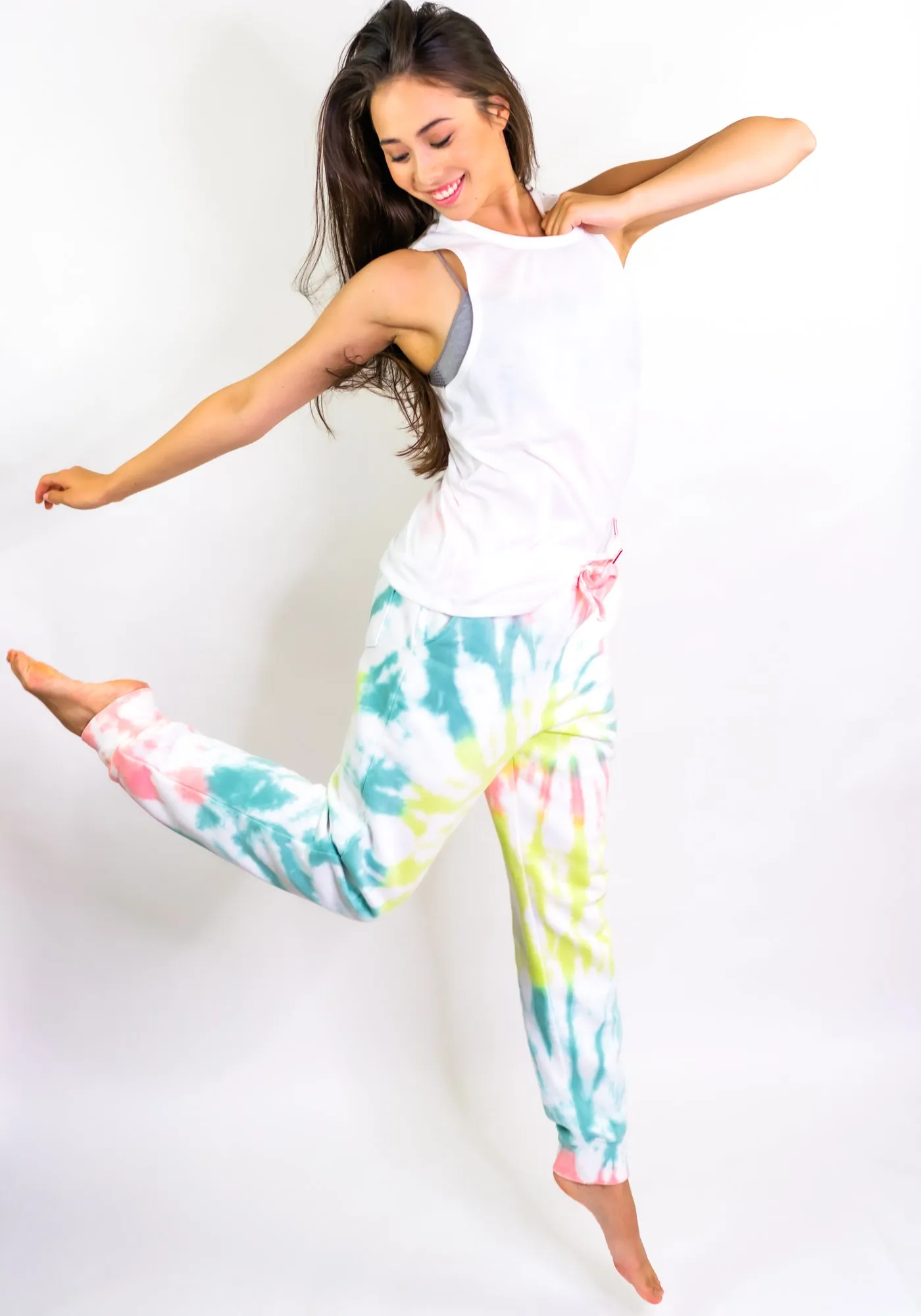 Tie-Dye Boyfriend Fleece Jogger Sweatpants – Rainbow Sherbet