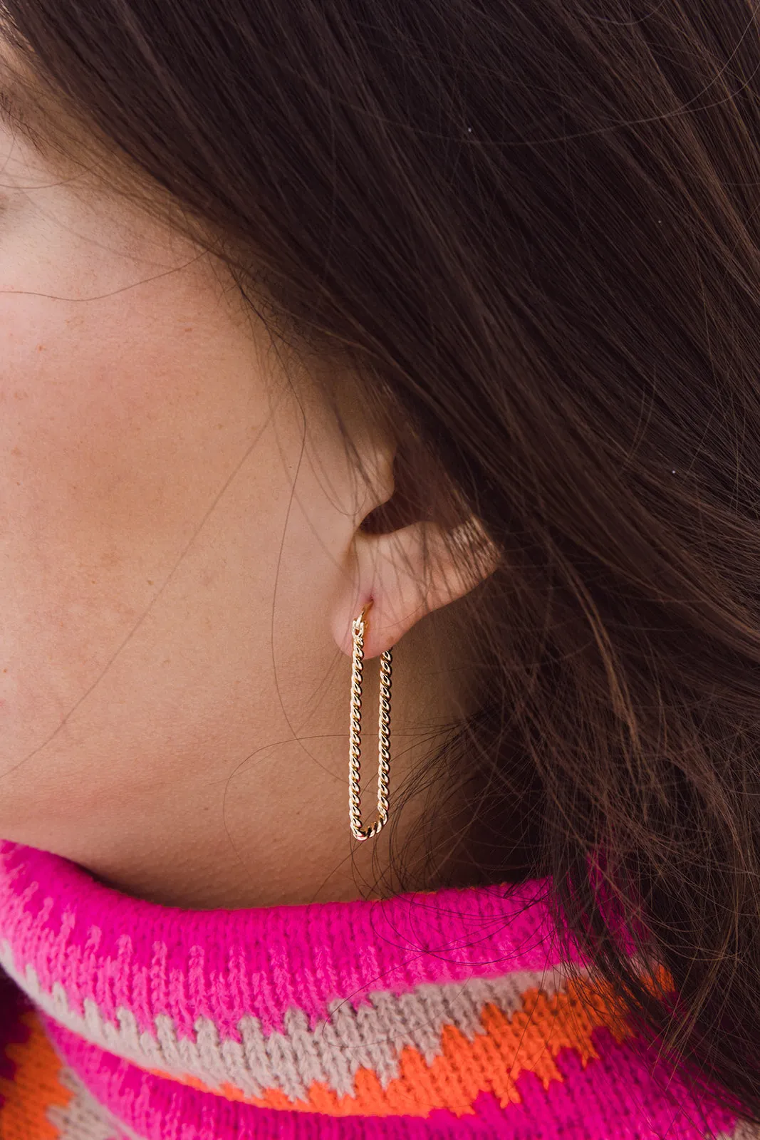 Twisted Wire Rectangle Hoop Earrings