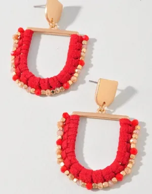 U-Shaped Beaded Dangle Earrings- 2 Colors