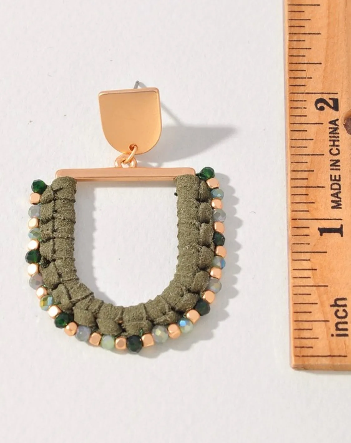 U-Shaped Beaded Dangle Earrings- 2 Colors
