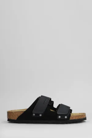 Uji Flats in black suede