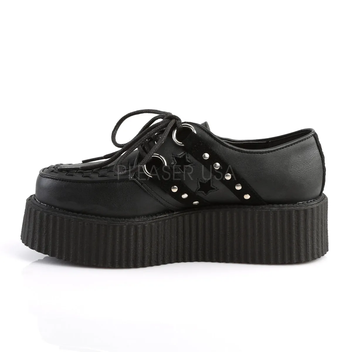 V-CREEPER-538  Black Vegan Leather-Suede