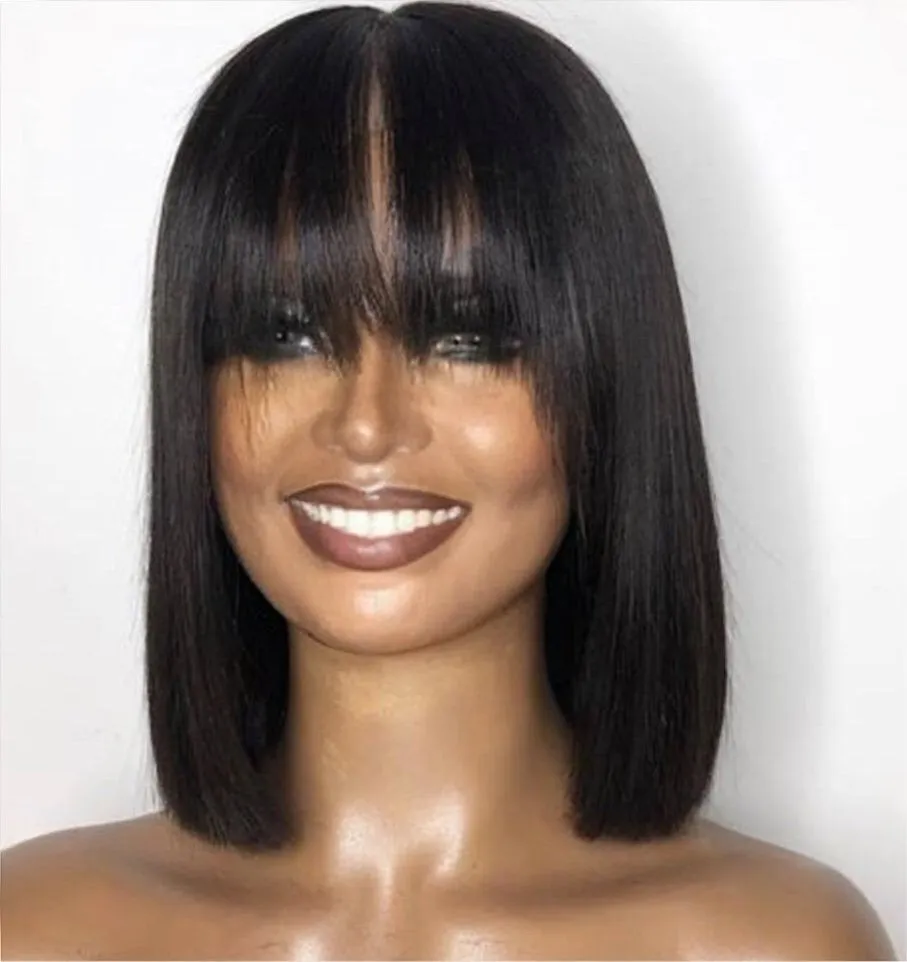 Virgin Straight Bob with Bangs Wig