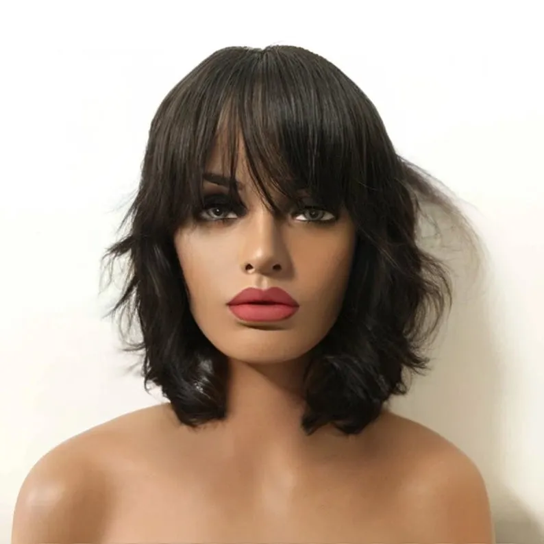 Virgin Straight Bob with Bangs Wig
