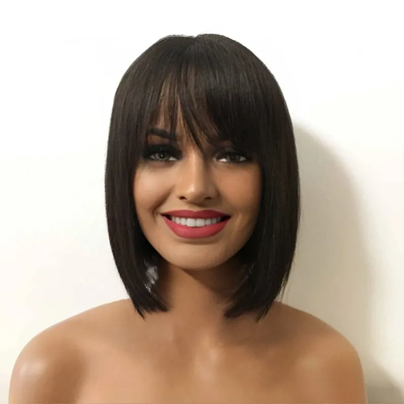 Virgin Straight Bob with Bangs Wig