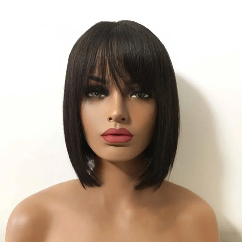 Virgin Straight Bob with Bangs Wig
