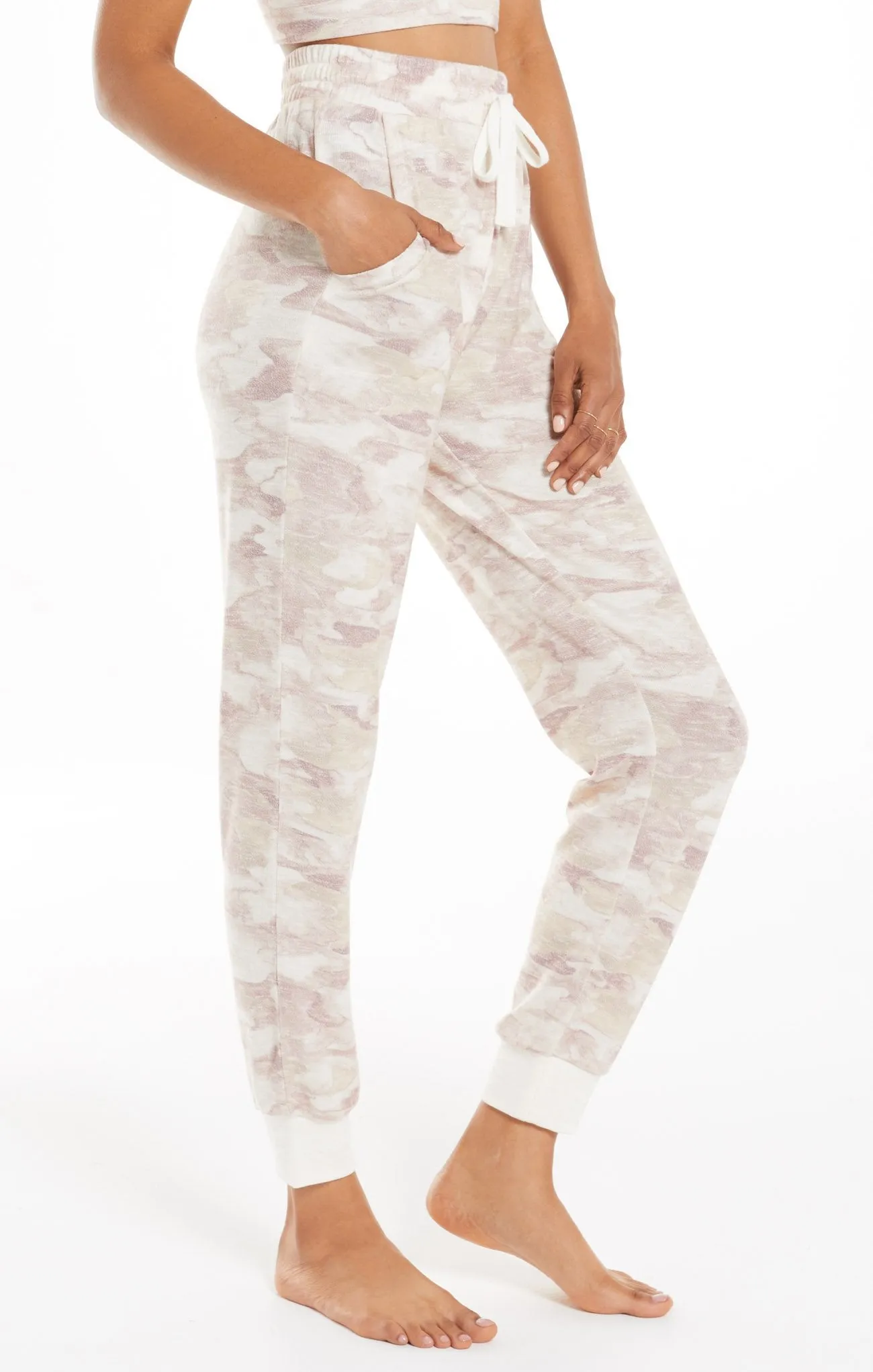 Watercolor camo loungewear set in bone