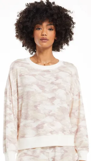 Watercolor camo loungewear set in bone