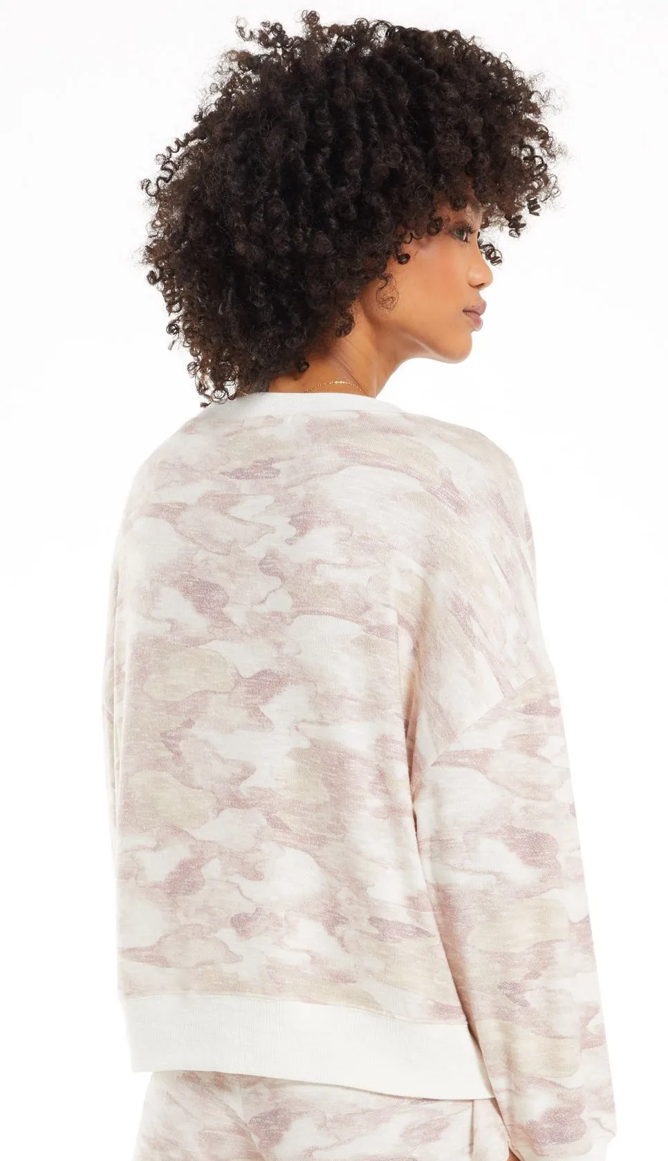 Watercolor camo loungewear set in bone