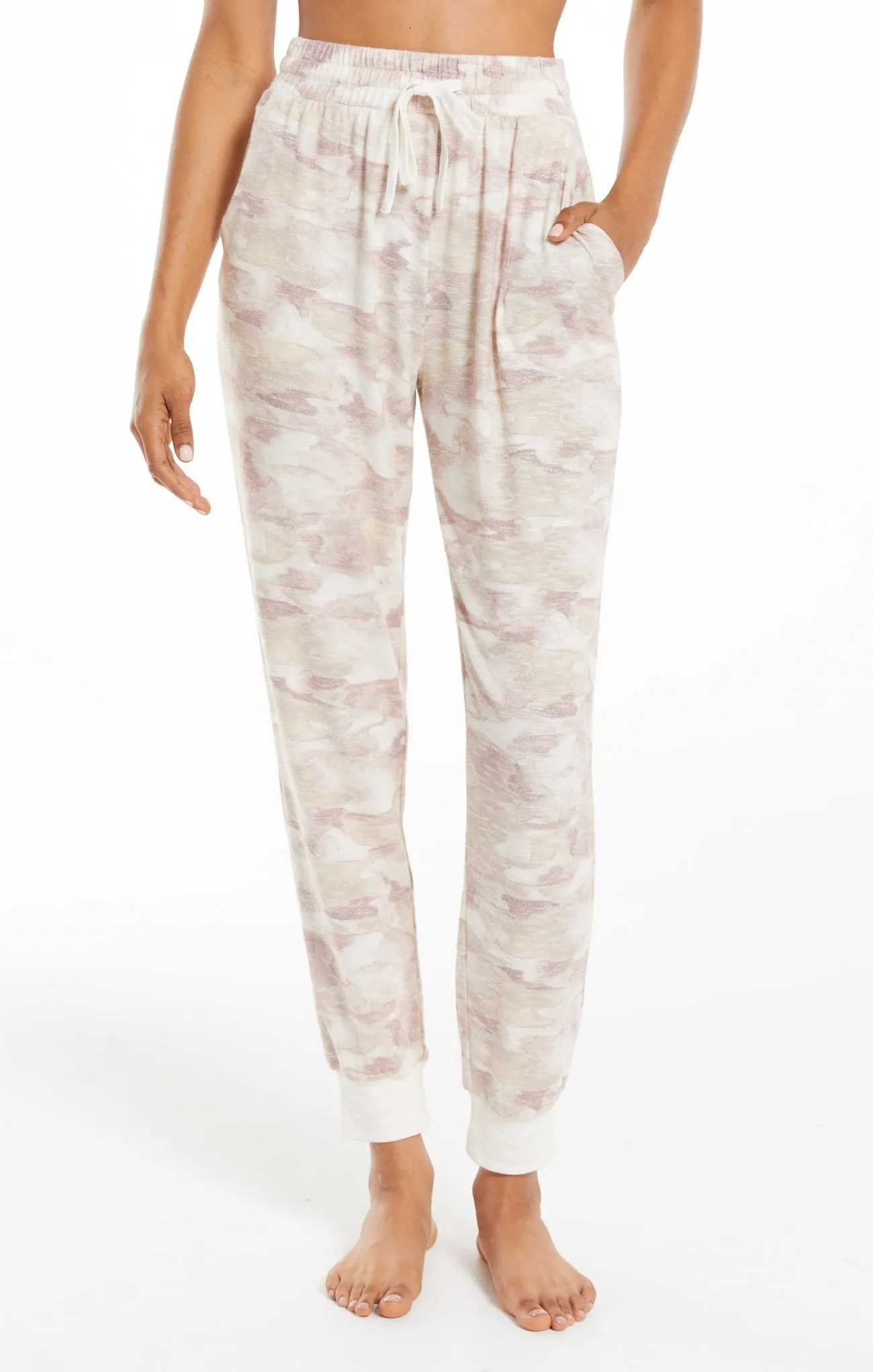 Watercolor camo loungewear set in bone