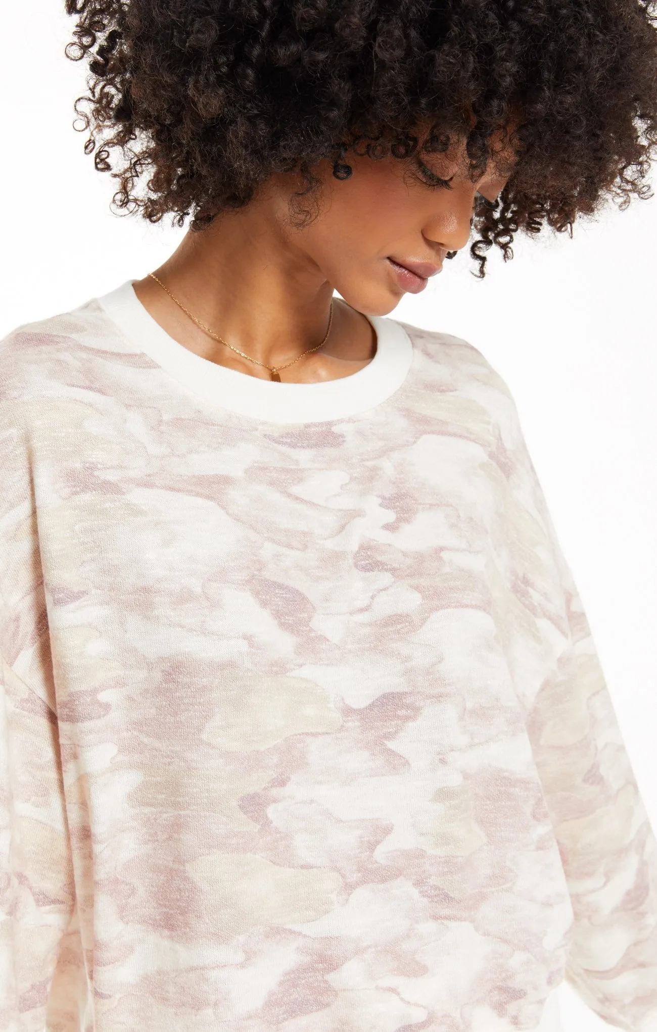 Watercolor camo loungewear set in bone