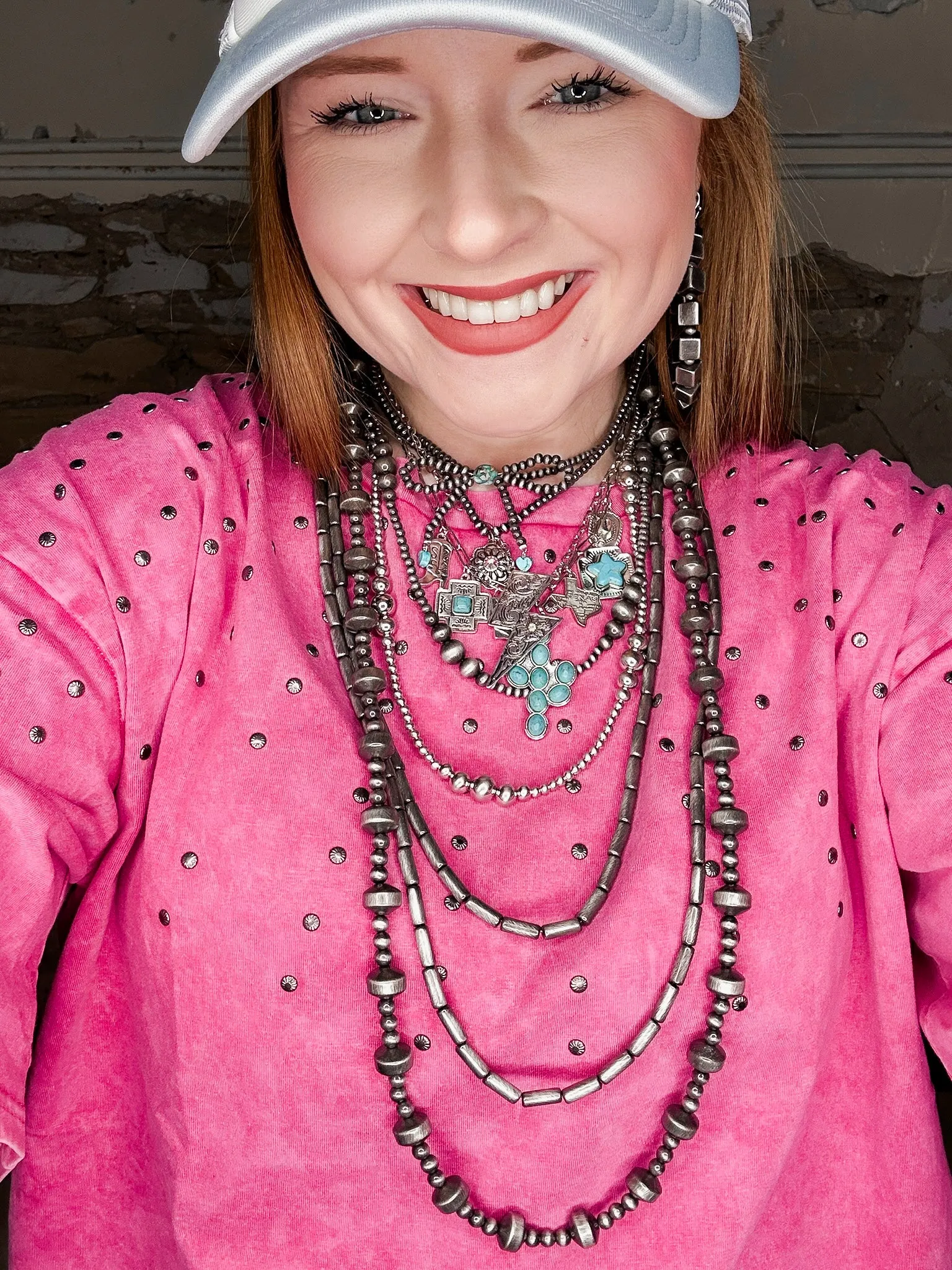 Western Pink Studded Top