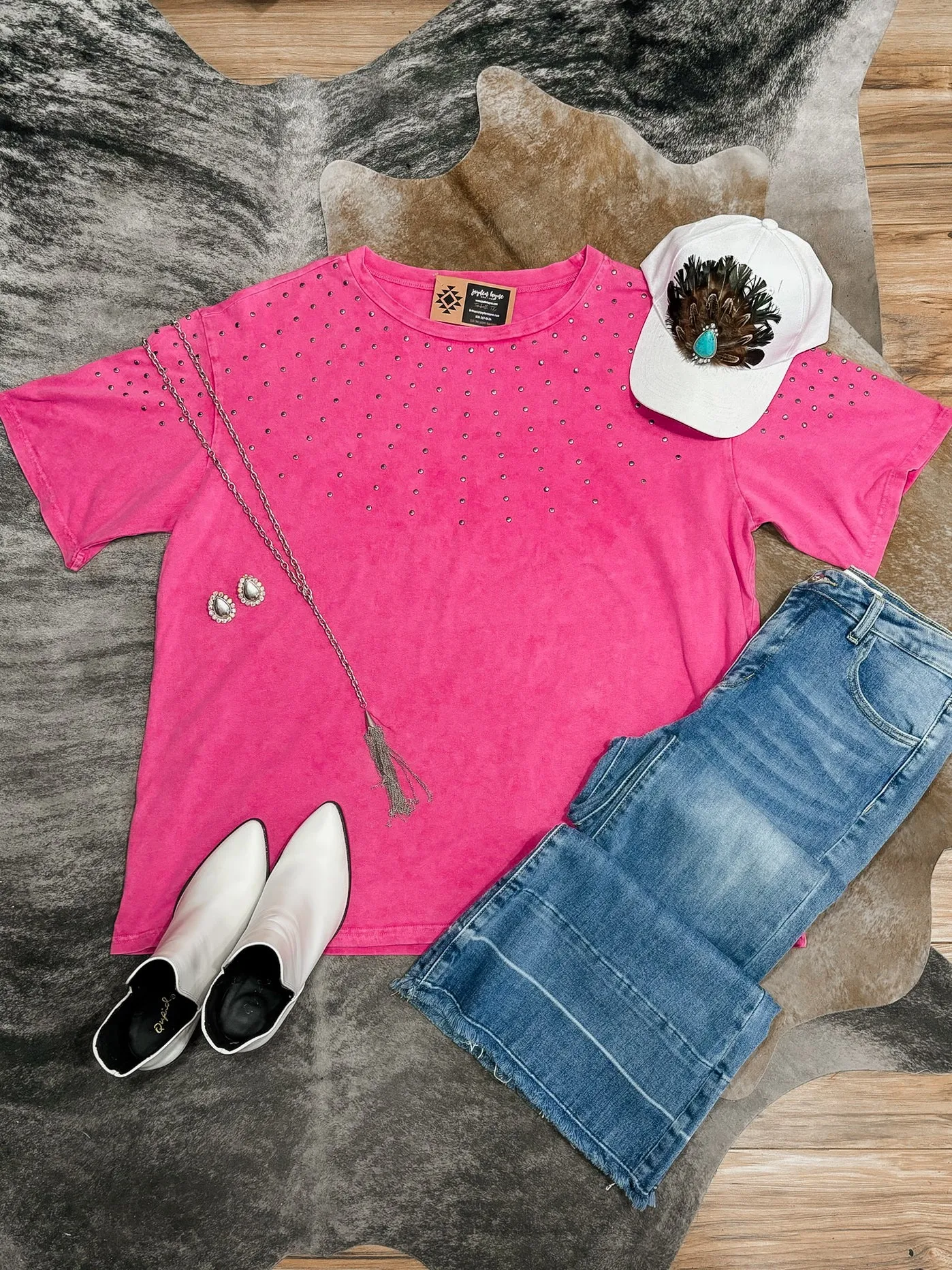 Western Pink Studded Top