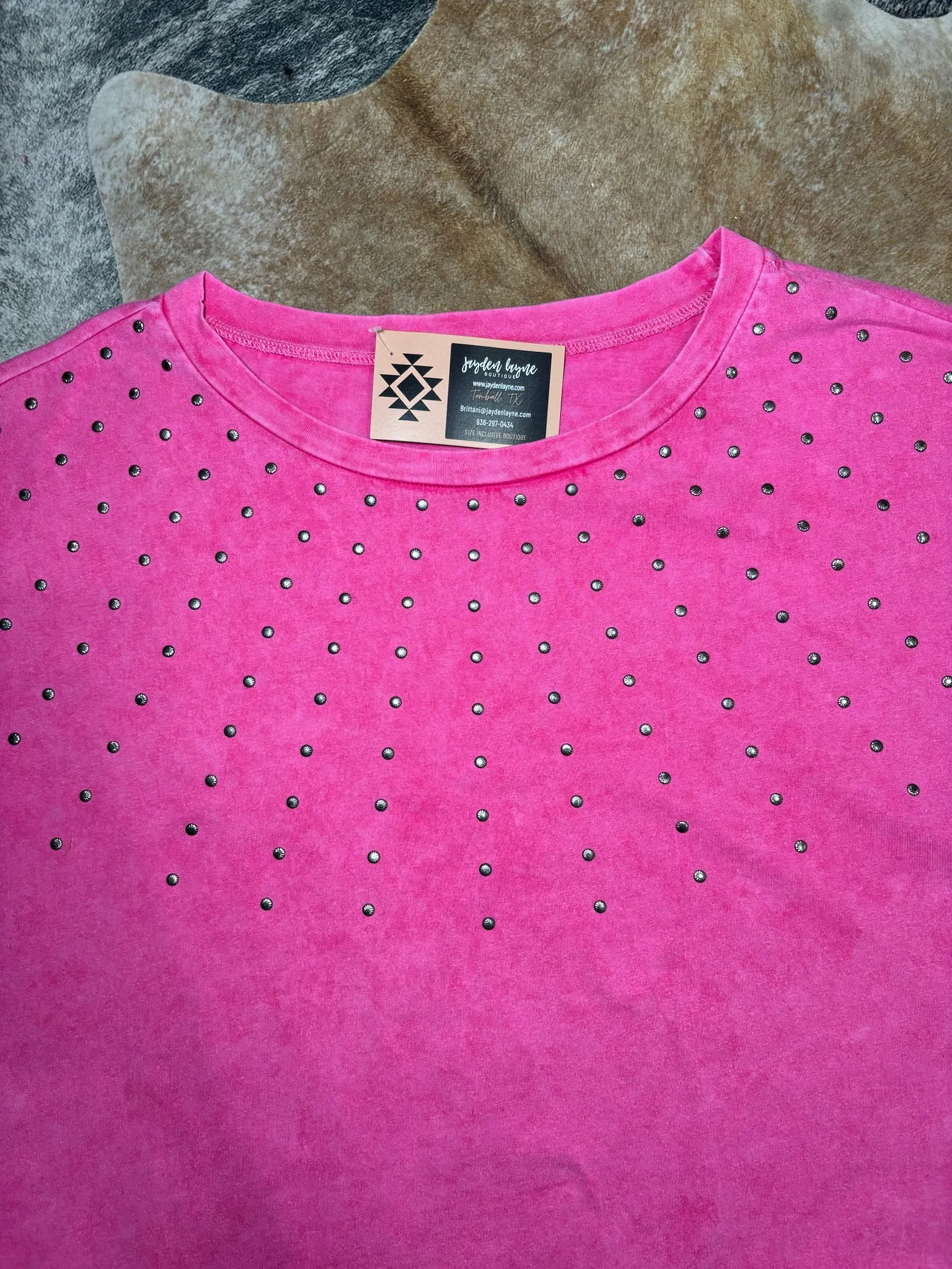 Western Pink Studded Top