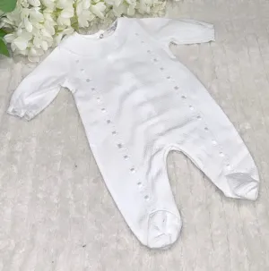 White waffle ribbon sleepsuit