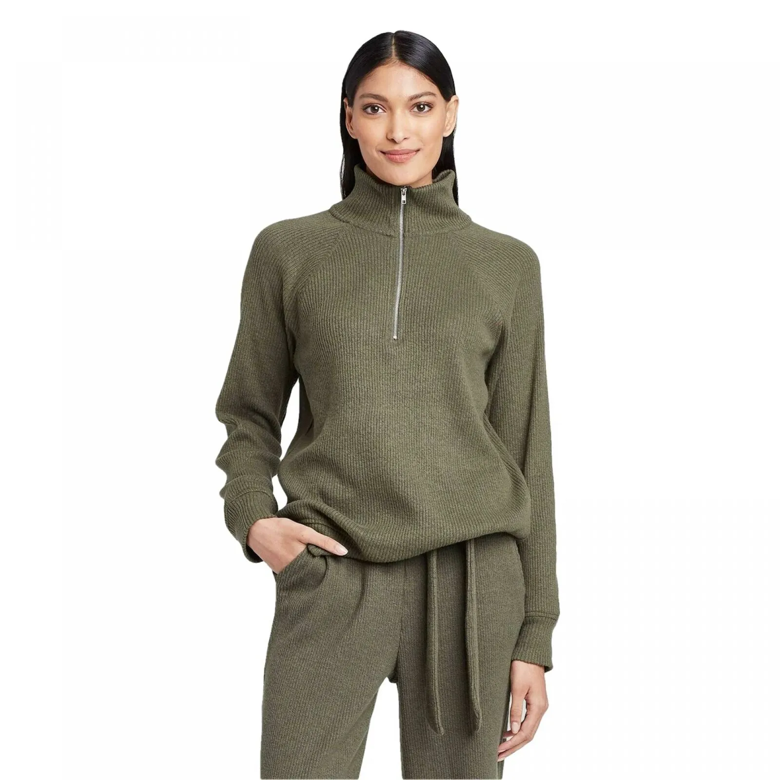Who What Wear Women's Turtleneck Cozy Half Zip Sweatshirt