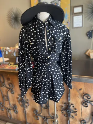 Woven Collared Dotted Romper