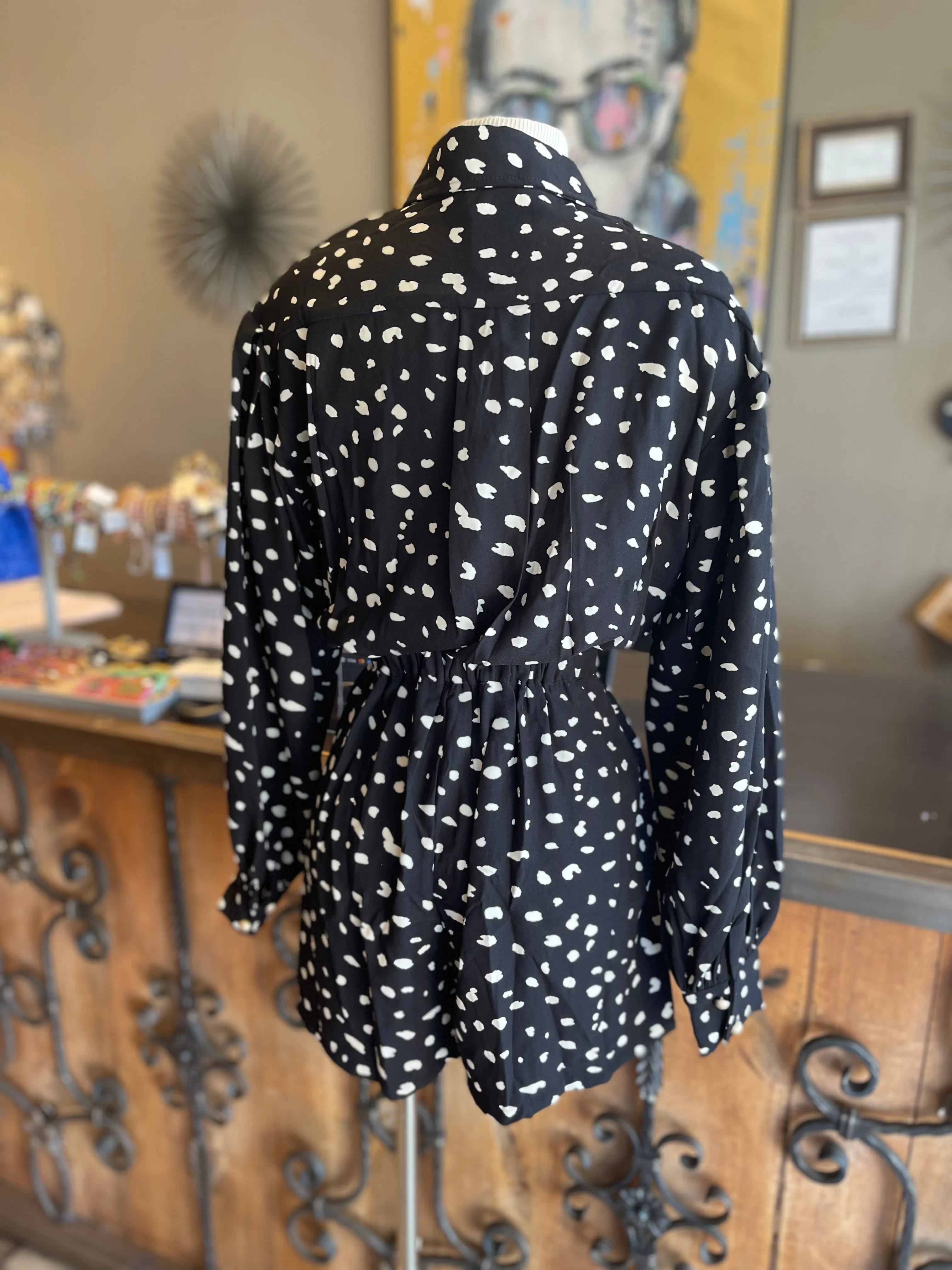 Woven Collared Dotted Romper