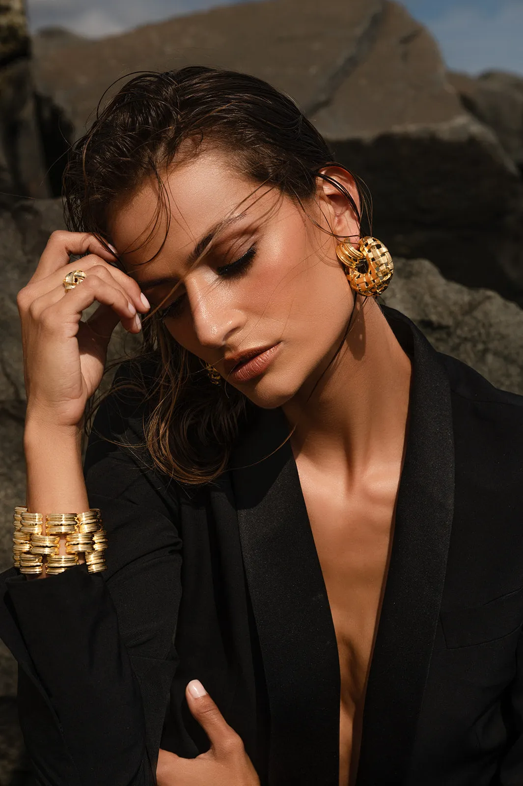Woven Frontal Hoop Earring