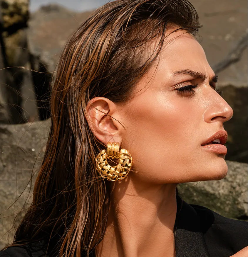 Woven Frontal Hoop Earring