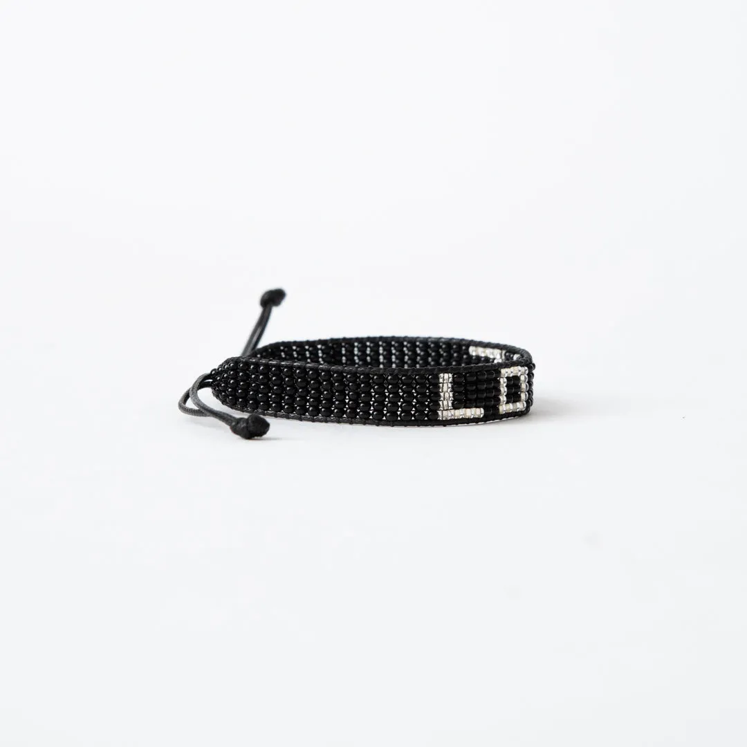 Woven LOVE Bracelet - Black/Silver