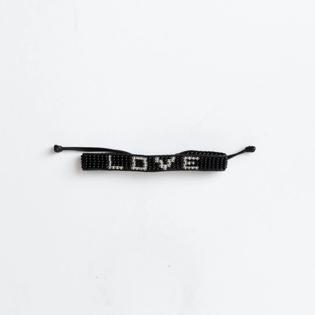 Woven LOVE Bracelet - Black/Silver