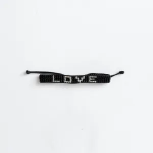Woven LOVE Bracelet - Black/Silver