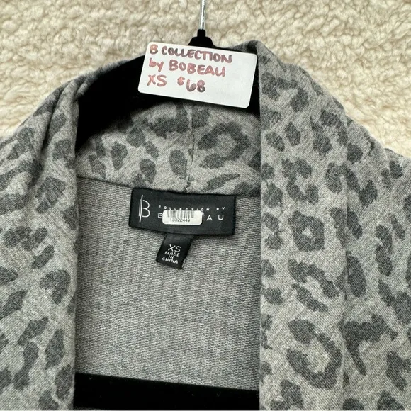 XS - B Collection by Bobeau - French Terry Drape Cardigan Animal Print $68 msrp