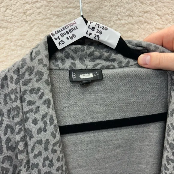 XS - B Collection by Bobeau - French Terry Drape Cardigan Animal Print $68 msrp