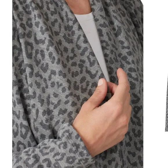 XS - B Collection by Bobeau - French Terry Drape Cardigan Animal Print $68 msrp