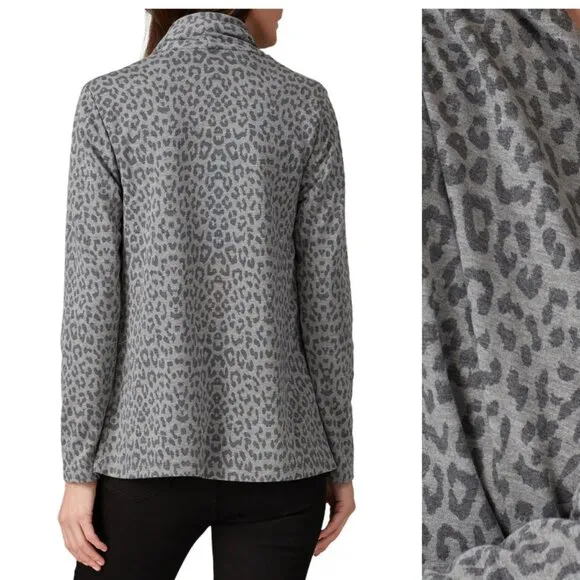 XS - B Collection by Bobeau - French Terry Drape Cardigan Animal Print $68 msrp