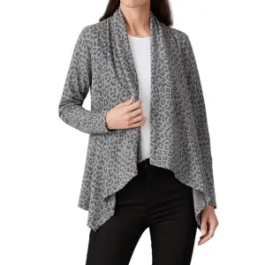 XS - B Collection by Bobeau - French Terry Drape Cardigan Animal Print $68 msrp