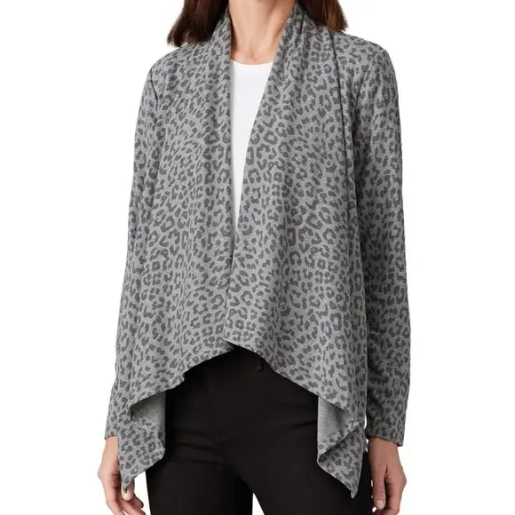 XS - B Collection by Bobeau - French Terry Drape Cardigan Animal Print $68 msrp