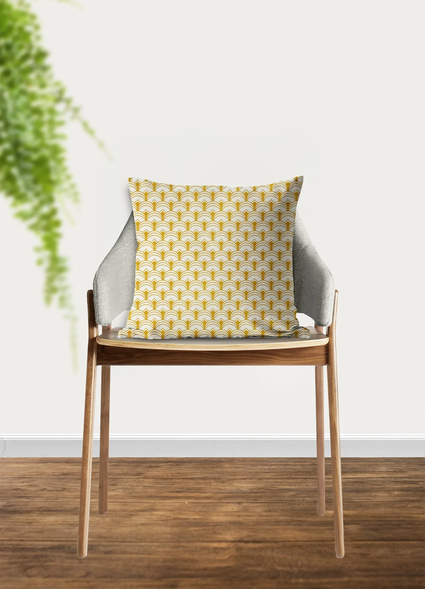 yellow art deco pillow, scalloped pattern, throw pillow, retro, interior design, modern pillow, Interior decor, pillow cover, home accents