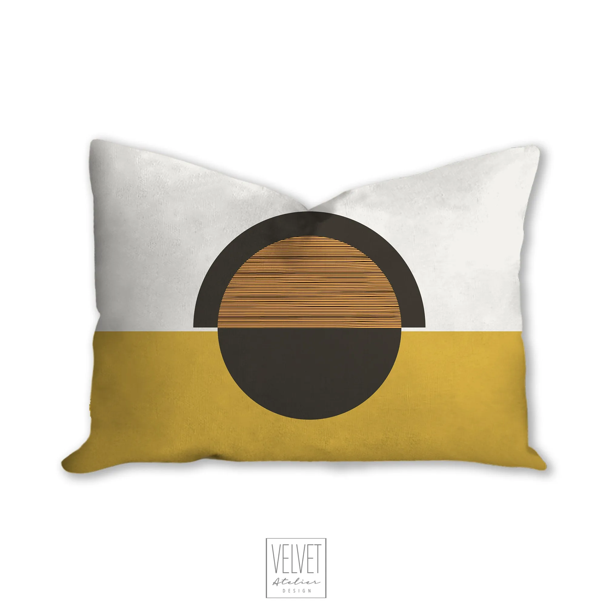 Yellow orange pillow, half moon mid century design, modern pillow, Interior decor, home decor pillow cover and insert, home accent pillow
