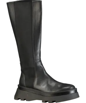 ZARA Black Lug Sole Leather Boots UK 7 EU 40 👠