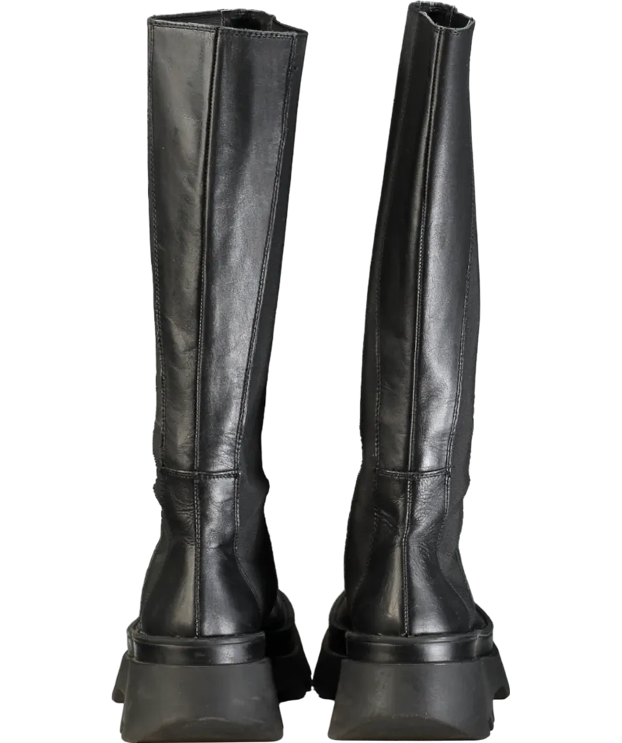 ZARA Black Lug Sole Leather Boots UK 7 EU 40 👠